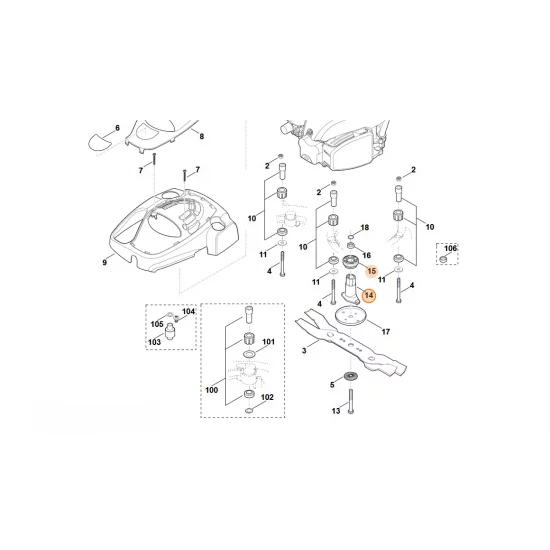 STIHL  zestaw tulei noża z kołem pasowym 6360 007 1080